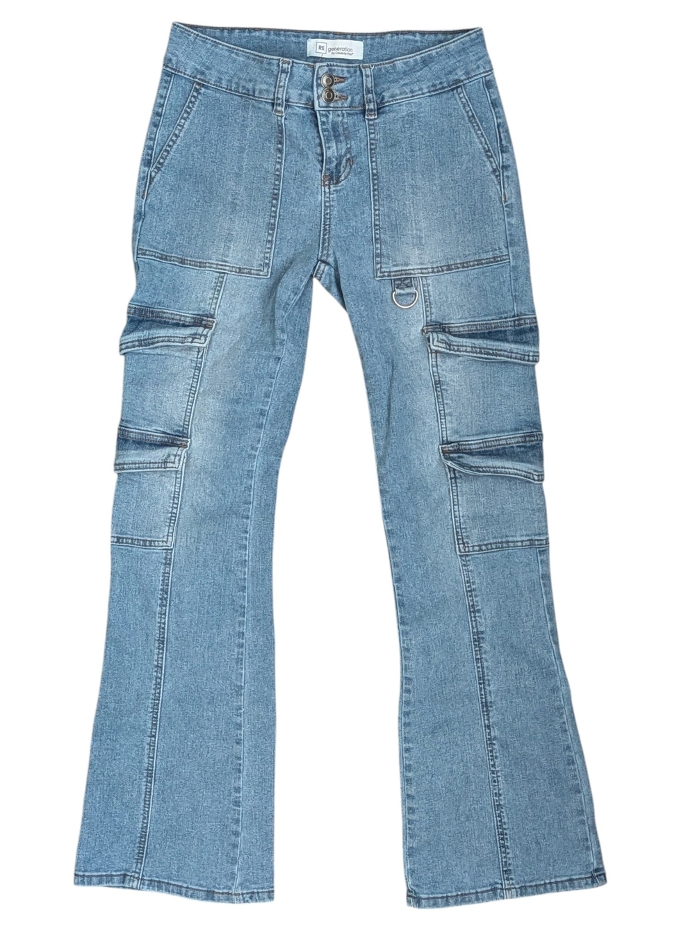 Celebrity Pink Light Wash Cargo 2 Button Bootcut Jeans